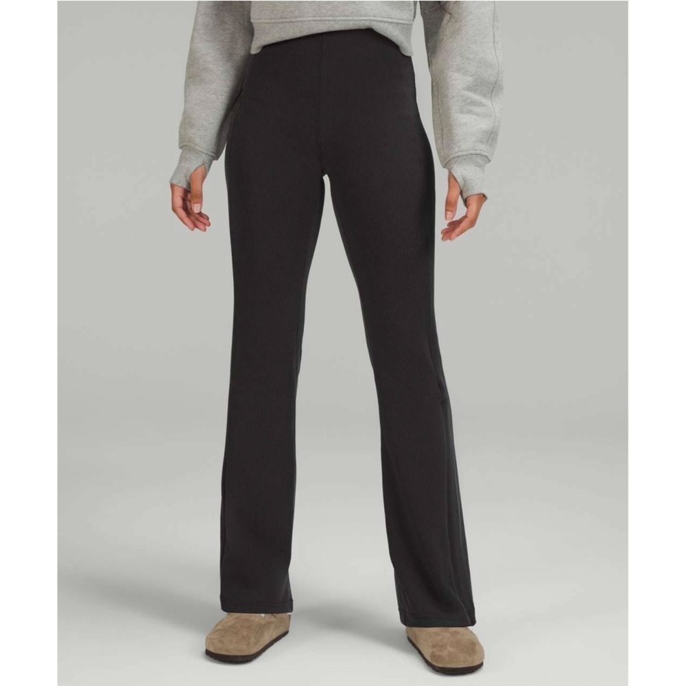 Lululemon | Brushed Softstreme Ribbed Zip Flared Pant 32.5" Black Size 4